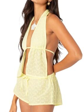 EDIKTED Cayenne Eyelet Split Front Halter Size Medium NWT